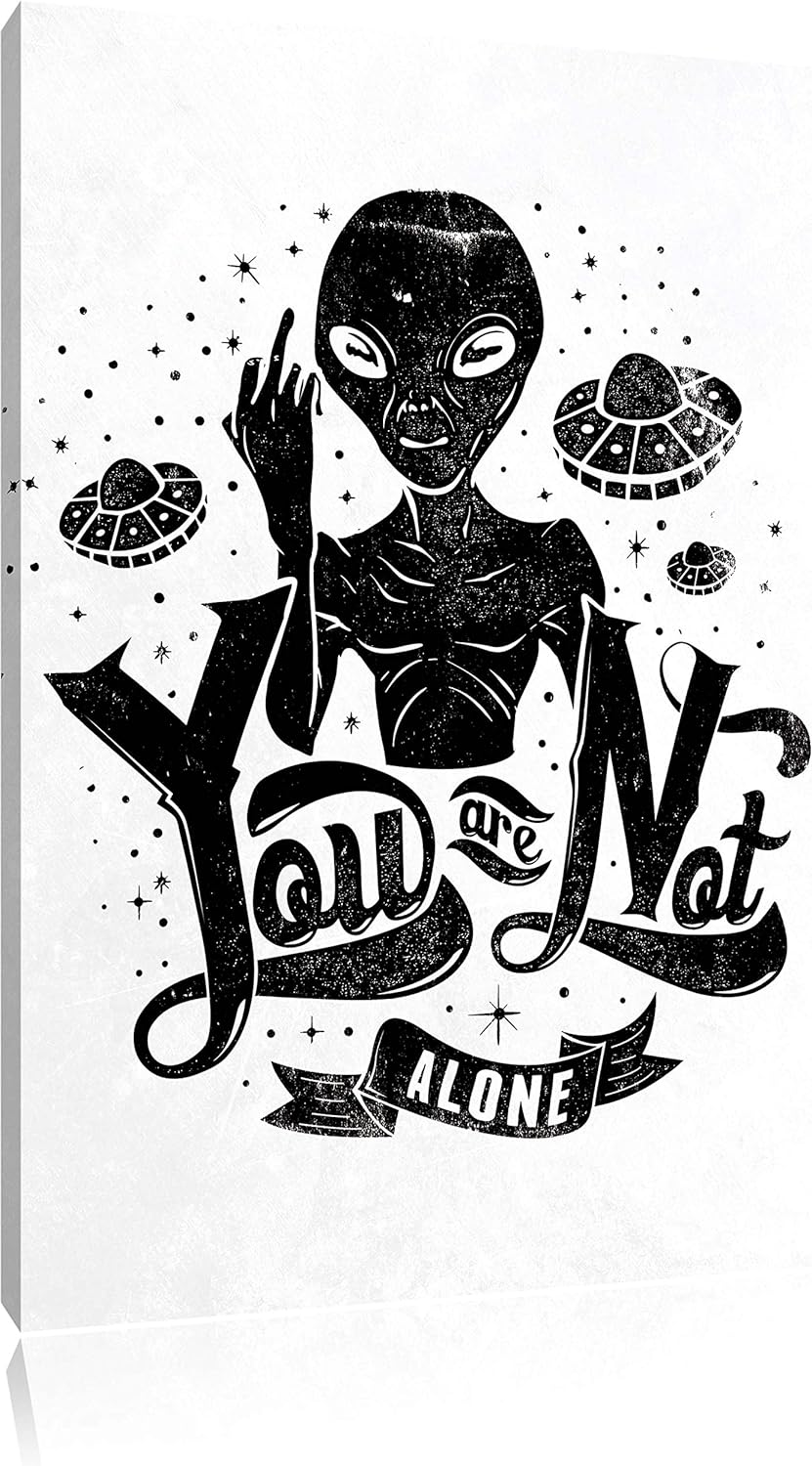 Pixxprint You Are not Alone White Bild auf Leinwand, XXL riesige Bilder fertig gerahmt mit Keilrahme