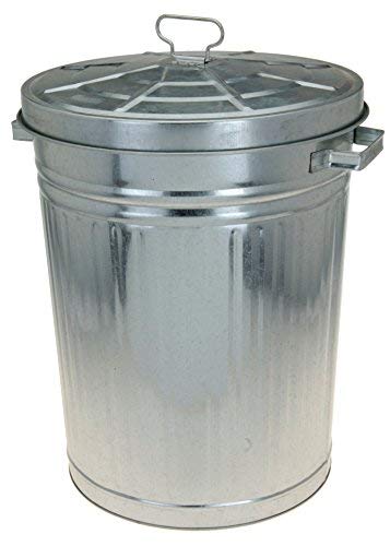Spetebo Zink Abfalleimer mit Deckel - 55 Liter - XXL Mülleimer draussen - Zinkeimer Outdoor Mülleime