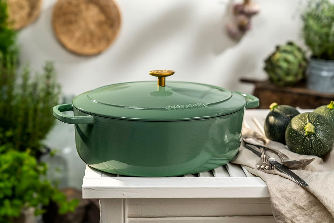 BALLARINI Bellamonte Auflaufform, Bräter, Dutch Oven, Emailliertes Gusseisen, Oval, 33 cm, 6,5 L, Gr