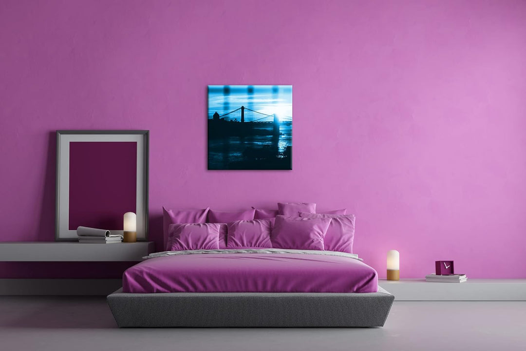 deyoli taumhafte Hängebrücke Format: 60x60 cm als Leinwandbild Effekt: Monocrome Blau, Motiv fertig