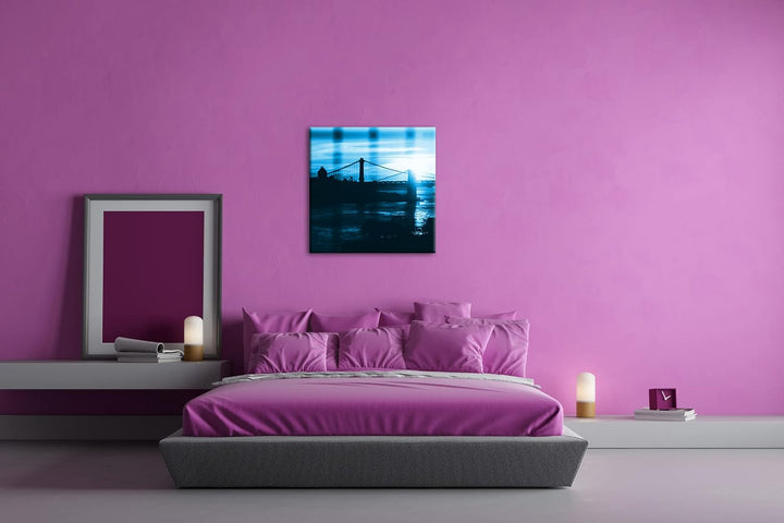 deyoli taumhafte Hängebrücke Format: 60x60 cm als Leinwandbild Effekt: Monocrome Blau, Motiv fertig
