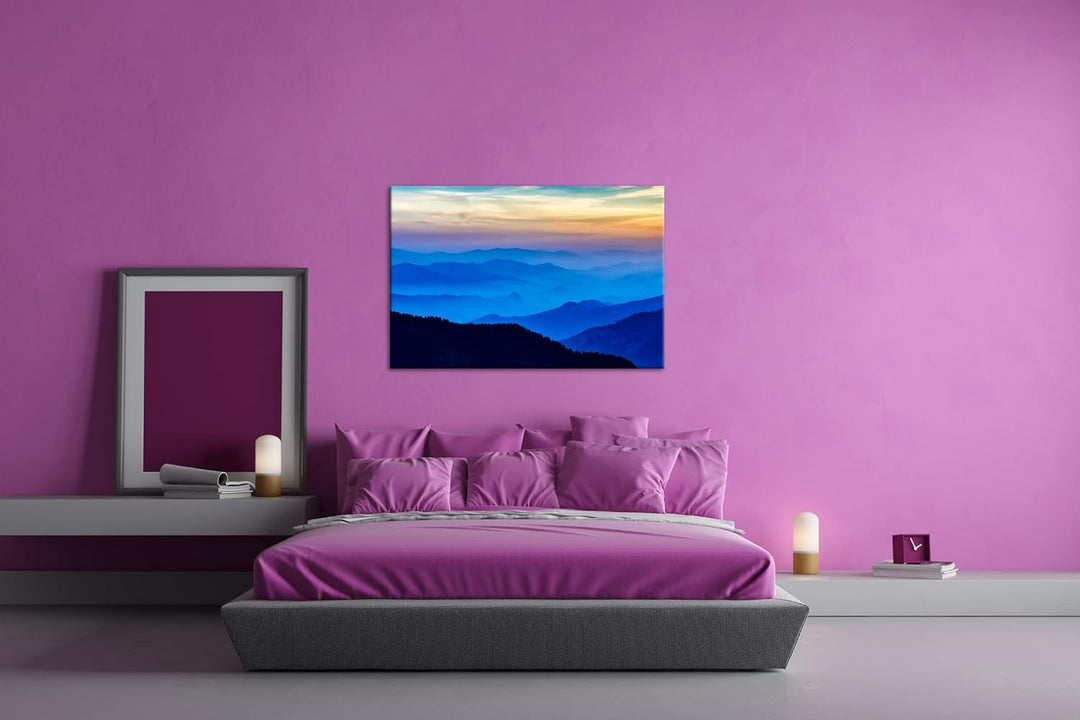 deyoli malerische Berge Format: 80x60 als Leinwandbild, Motiv fertig gerahmt auf Echtholzrahmen, Hoc