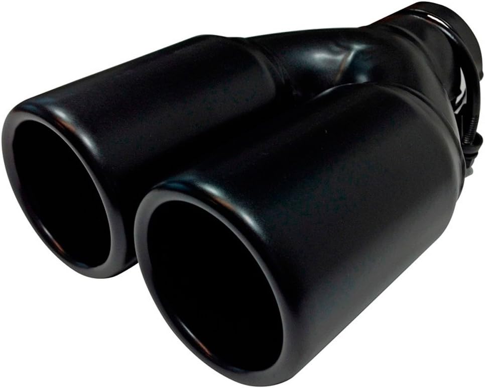 AUTO-STYLE Endrohr Stahl/Schwarz - 2x rund 76mm - Länge 220mm - 45-60mm Anschluss