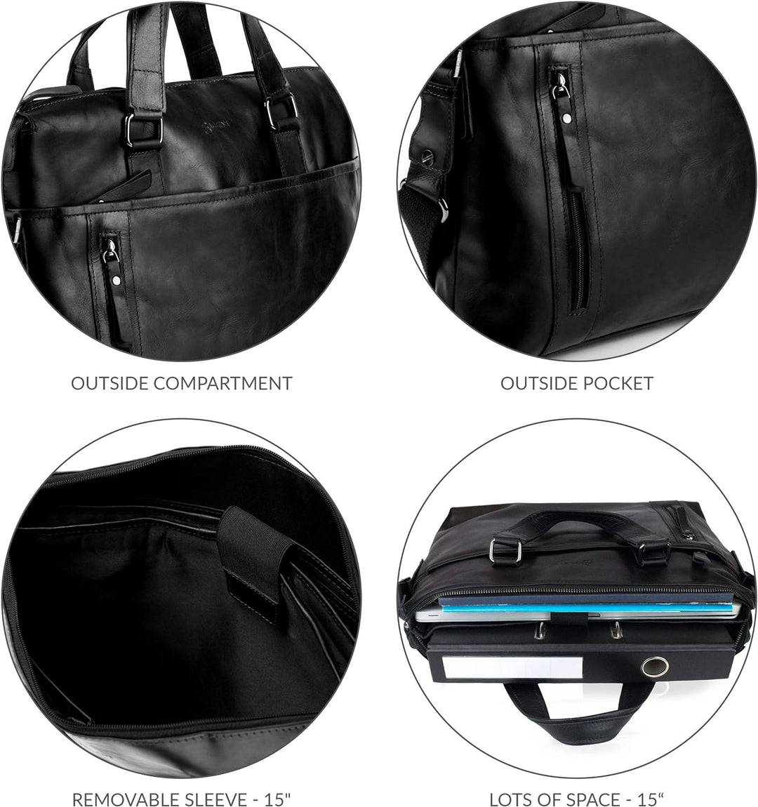 BACCINI Laptoptasche LEANDRO aus Premium Leder I Business-Tasche gross für Herren 15 Zoll extra Lapt