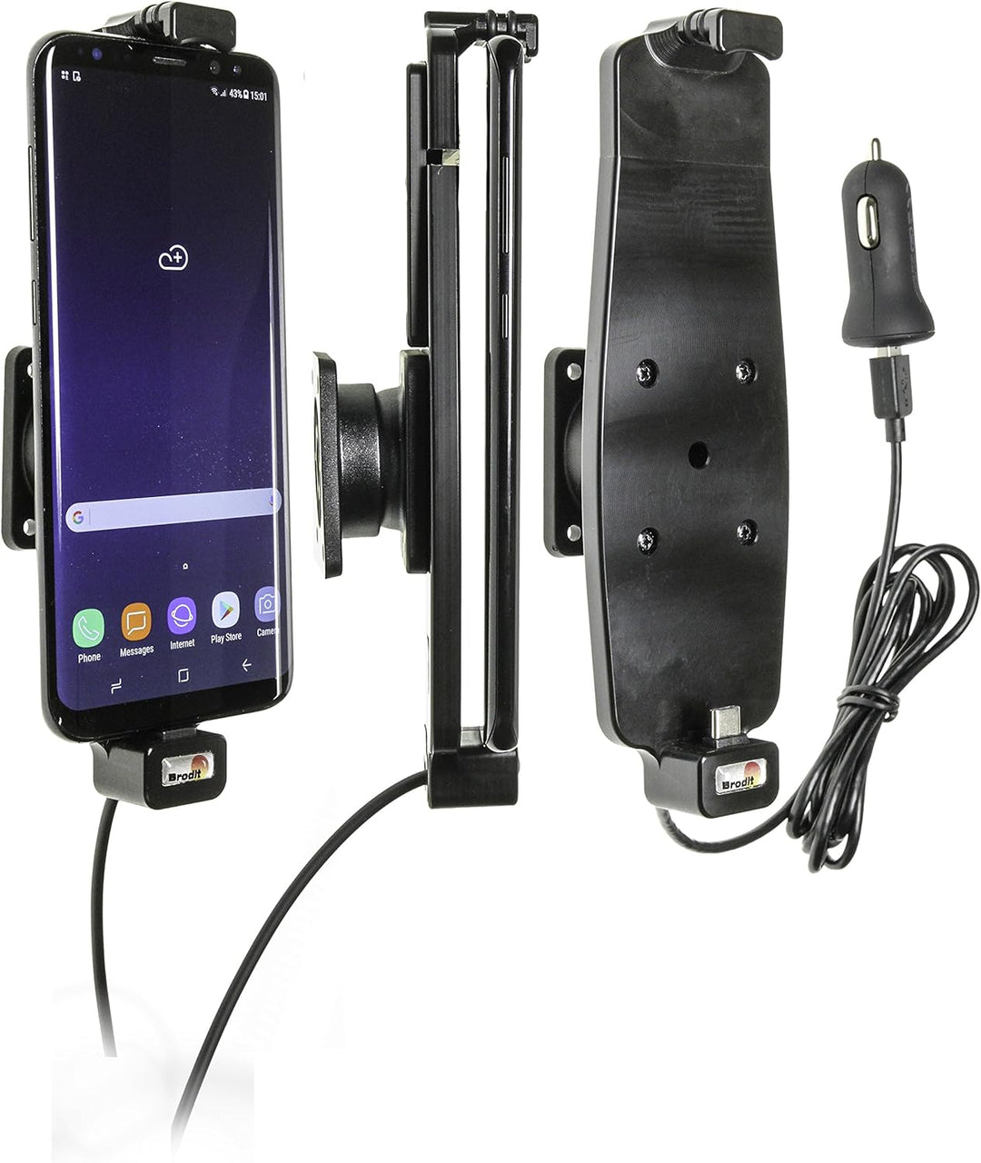 Brodit Gerätehalter 521965 | Made IN Sweden | mit Ladefunktion für Smartphones - Samsung Galaxy S10+