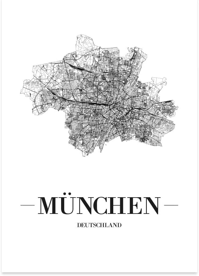 JUNIWORDS Stadtposter, München, Wähle eine Grösse, 40 x 60 cm, Poster, Schrift A, Weiss 40 x 60 cm S