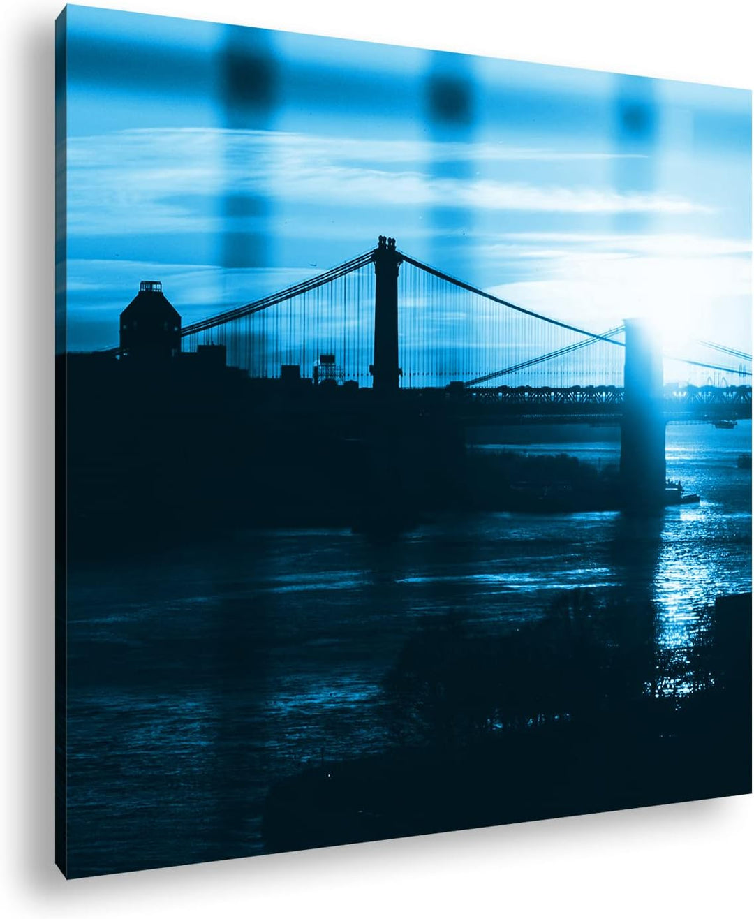 deyoli taumhafte Hängebrücke Format: 60x60 cm als Leinwandbild Effekt: Monocrome Blau, Motiv fertig