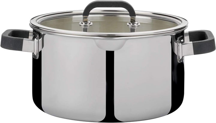 Spring KP0315540624 Fusion 2+ Fleischtopf, 24 cm, 5-Lagen-Mehrschichtmaterial, Griffe mit Silikonumm