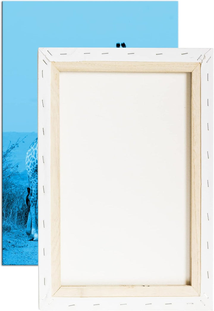 deyoli süsse Giraffen Format: 100x70 Effekt: Monocrome Blau als Leinwand, Motiv fertig gerahmt auf E