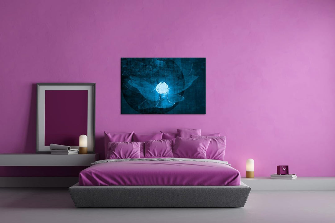 deyoli Künstlerische Zeichnung einer Blume Format 80x60 Effekt: Monocrome Blau als Leinwandbild, Mot