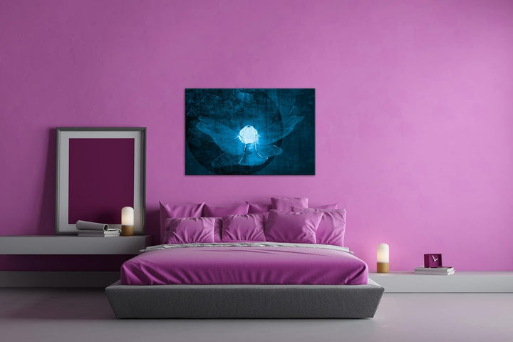 deyoli Künstlerische Zeichnung einer Blume Format 80x60 Effekt: Monocrome Blau als Leinwandbild, Mot