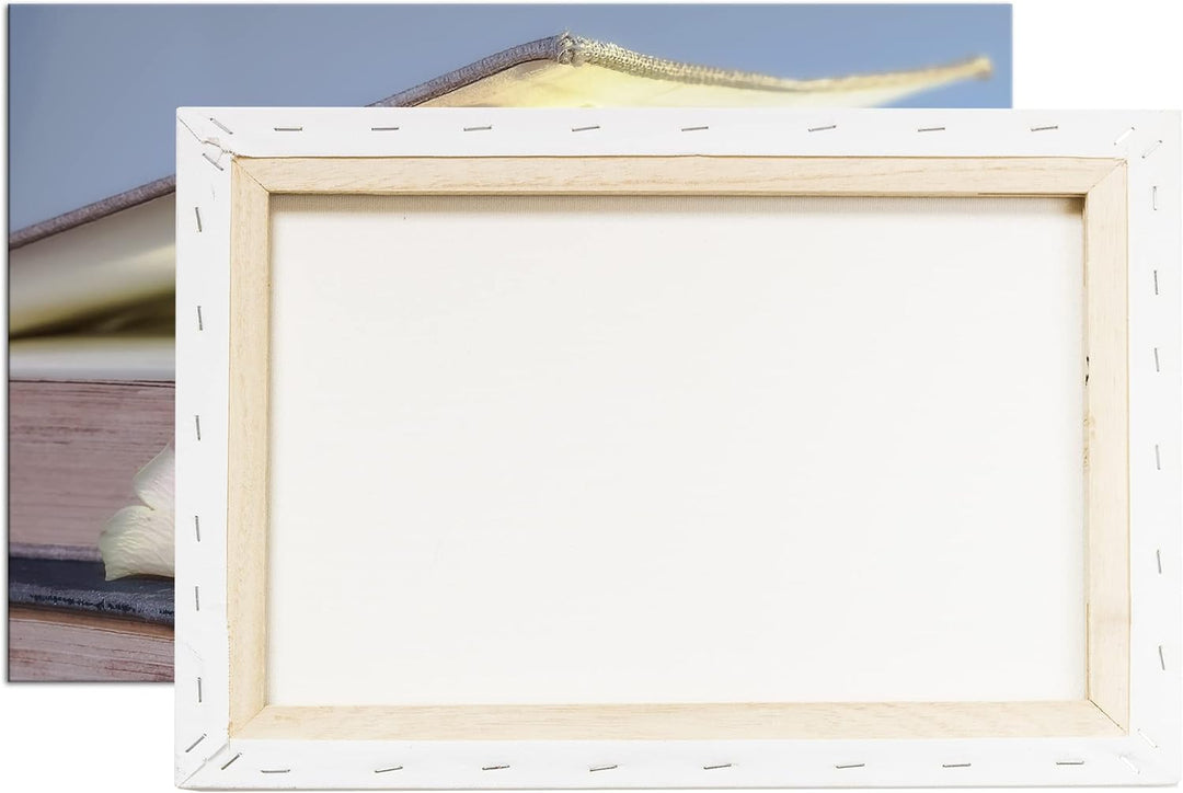 deyoli weisse Rose im Buch Format: 100x70 als Leinwand, Motiv fertig gerahmt auf Echtholzrahmen, Hoc