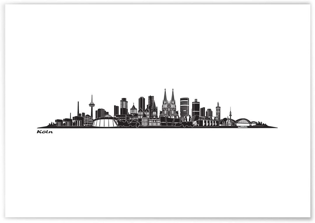 JUNIWORDS Poster mit/ohne Holzrahmen, Wähle ein Motiv, Skyline Köln, Wähle eine Grösse, 60 x 90 cm (