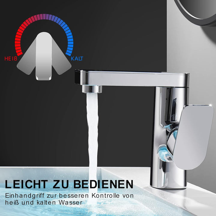 Cobbe Wasserhahn Bad,360°Drehbar waschtischarmatur passt für alle Arten von waschbecken,Platzsparend