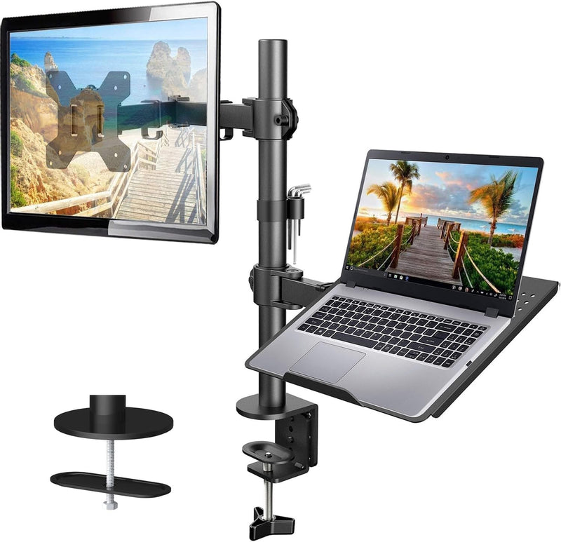 HUANUO Monitor Halterung mit Laptop Arm, Monitor Laptop Halterung für 13-32 Zoll Bildschirmhalterung