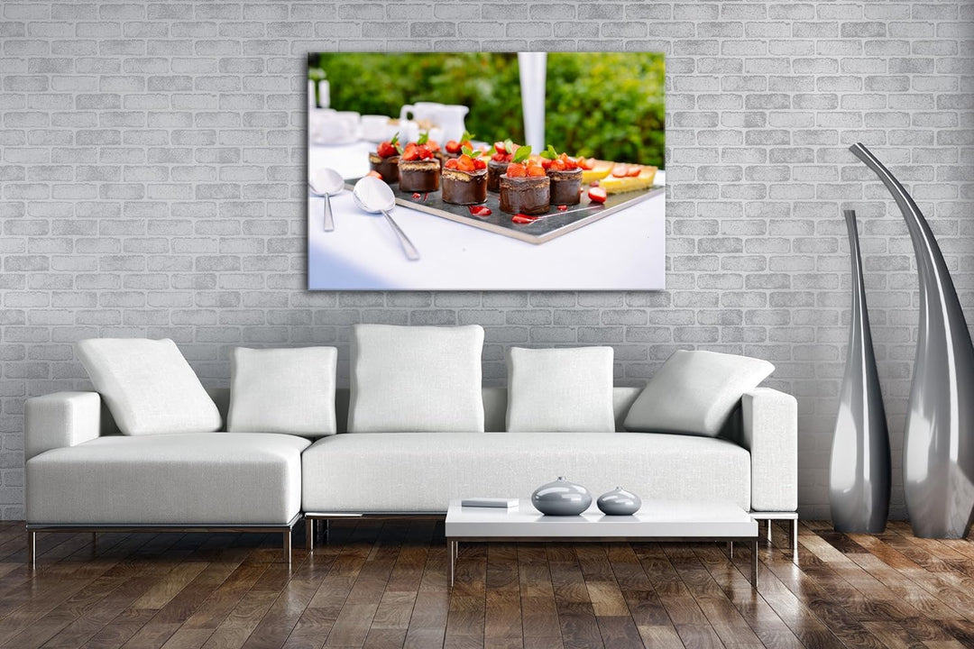 deyoli Tablett mir Desserts Format: 80x60 als Leinwand, Motiv fertig gerahmt auf Echtholzrahmen, Hoc