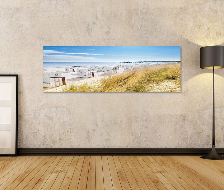 islandburner Bild Bilder auf Leinwand Blick von Einer Düne auf Strandkörbe Wandbild, Poster, Leinwan