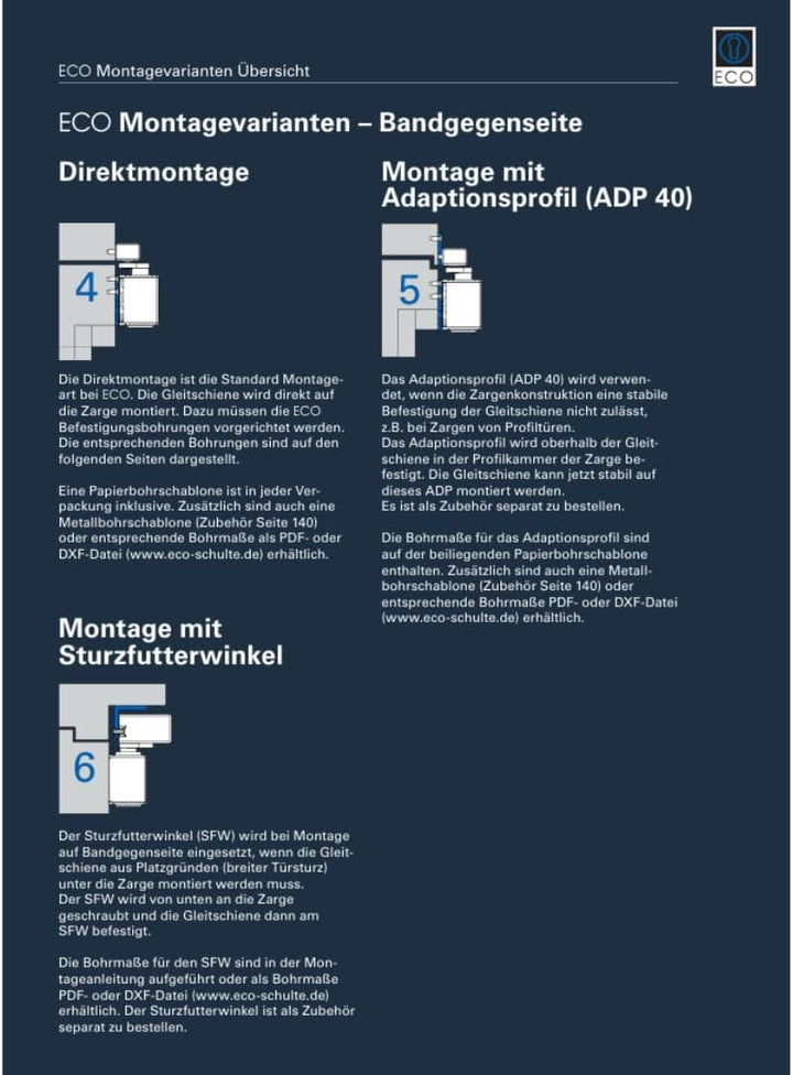 ECO-Schulte Die ECO Newton Gleitschiene EF DIN links RAL 9016 ECO weiss mit elektromagnetischer Fest