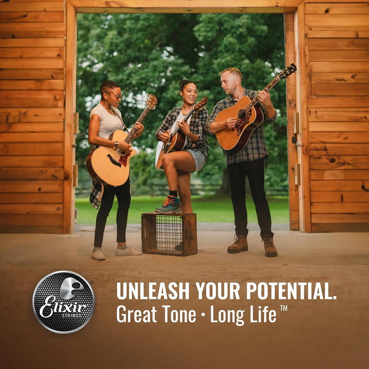 Fender CD-60SCE Dreadnought Akustikgitarre, Walnussgriffbrett, Schwarz & Elixir 16027 Saiten Phospho