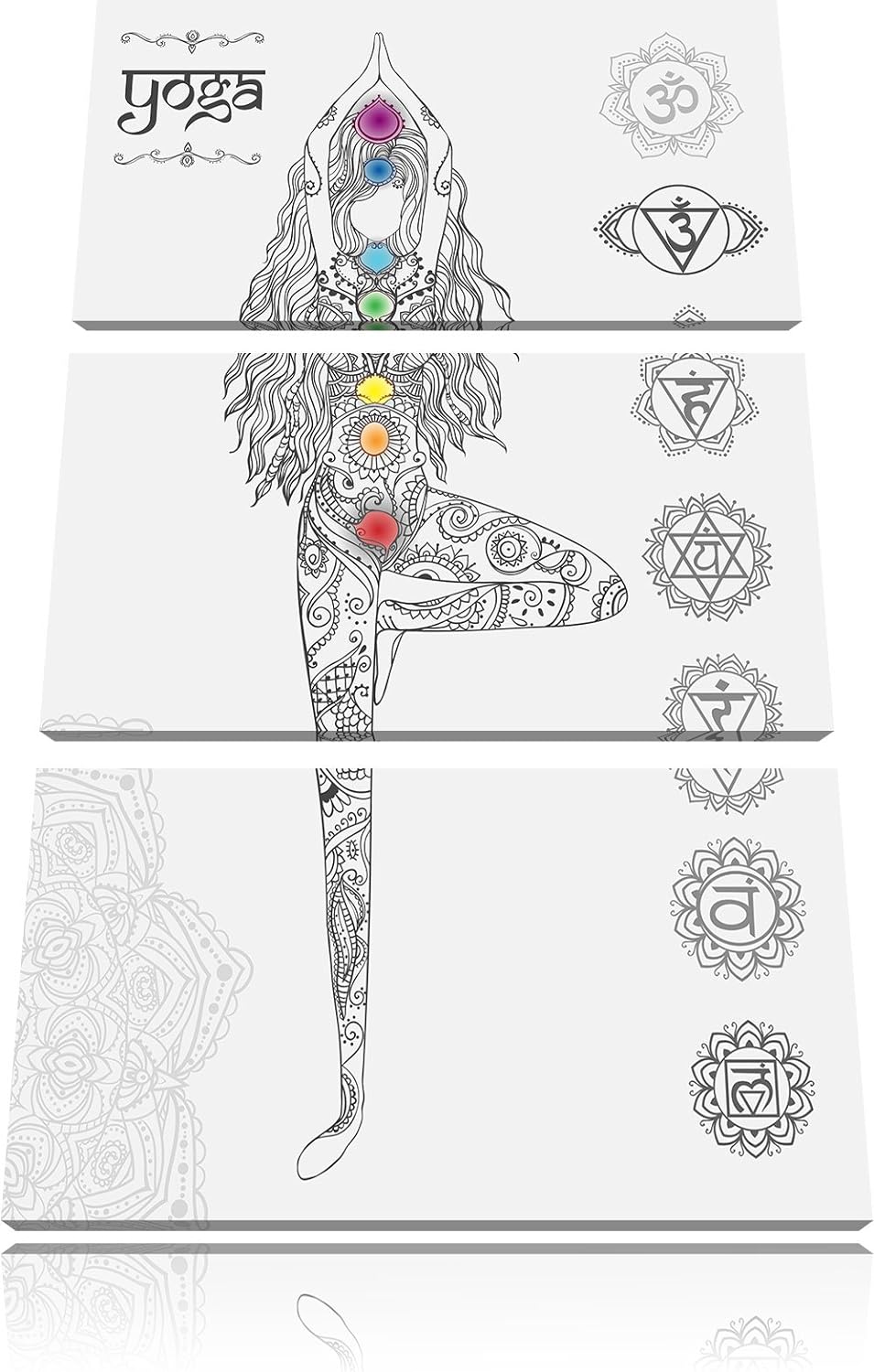 Pixxprint Yogafigur in der Tree Pose als Leinwandbild/Grösse: 3 Teilig (120x80) cm/Wandbild/Kunstdru