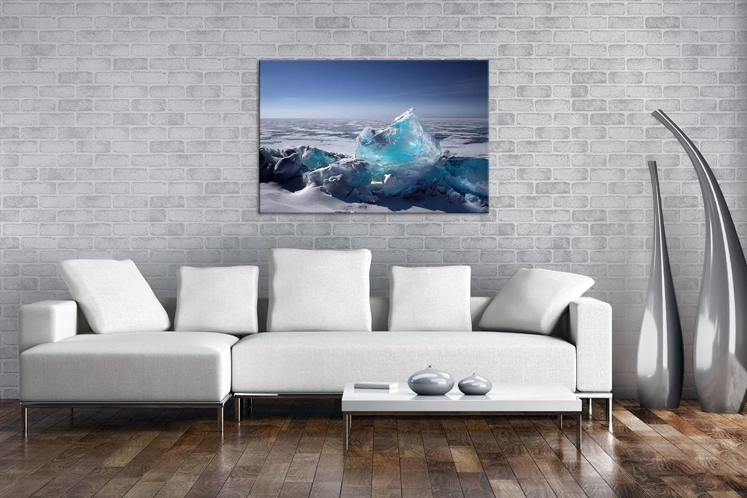 deyoli klares Eis am Nordpol Format: 100x70 als Leinwand, Motiv fertig gerahmt auf Echtholzrahmen, H