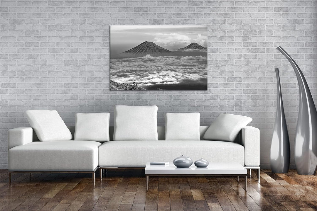 deyoli Vulkane in Java Indonesien Format: 60x40 Effekt: Schwarz&Weiss als Leinwandbild, Motiv fertig