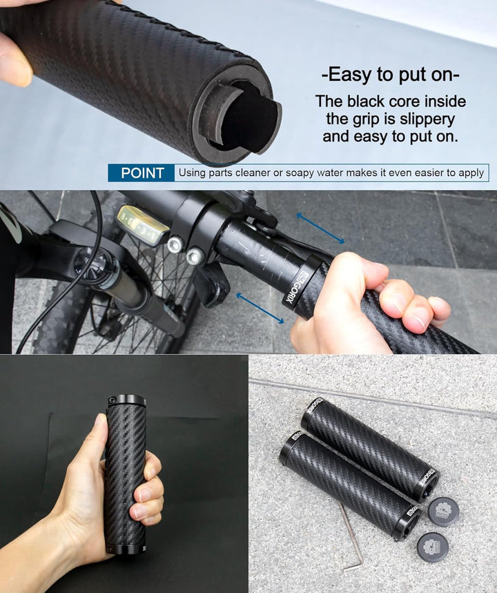 GORIX Fahrrad-Lenkergriffe, gerade, Carbon-Muster, Rennrad, MTB, Fahrrad (GX-BONT84)