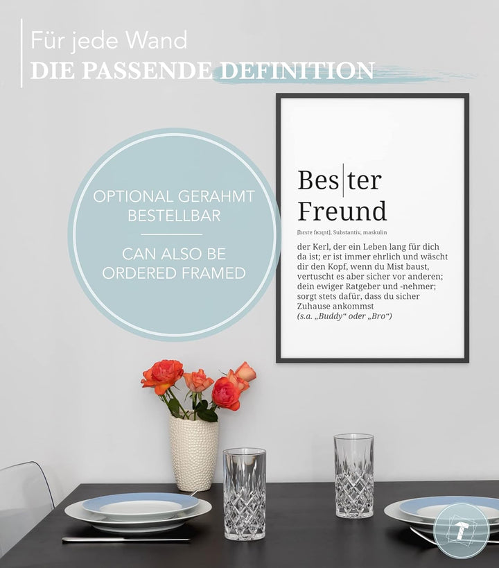 Papierschmiede® Definition: Bester Freund, DIN A1 (59x84 cm), XXL Poster für Wohnzimmer, Schlafzimme