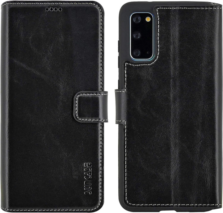 Suncase Book-Style Hülle kompatibel mit Samsung Galaxy S20 Leder Tasche (Slim-Fit) Lederhülle Handyt