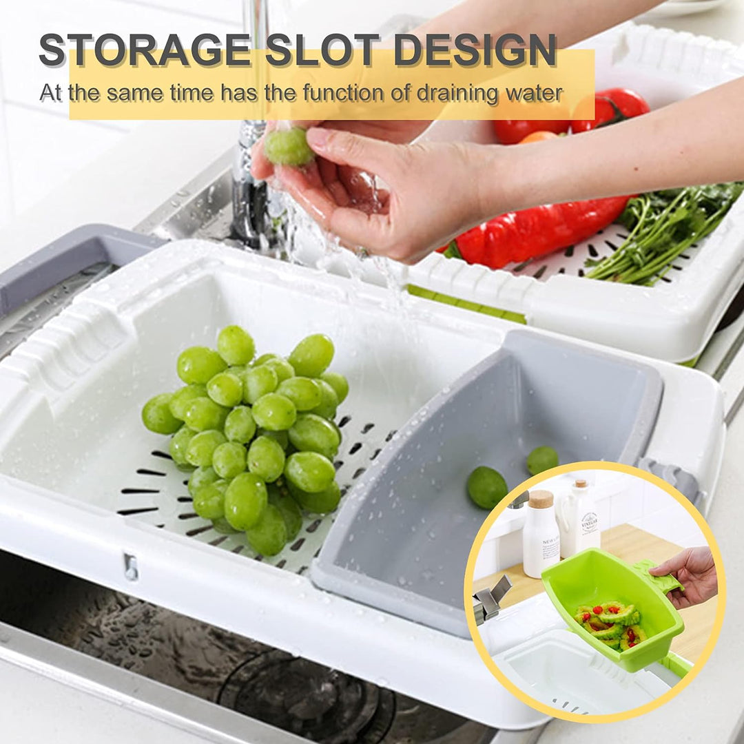Multifunktions-Schneidebretter Für Die Küche über Der Spüle Mit Vorratsbehälter Und Siebkombination,