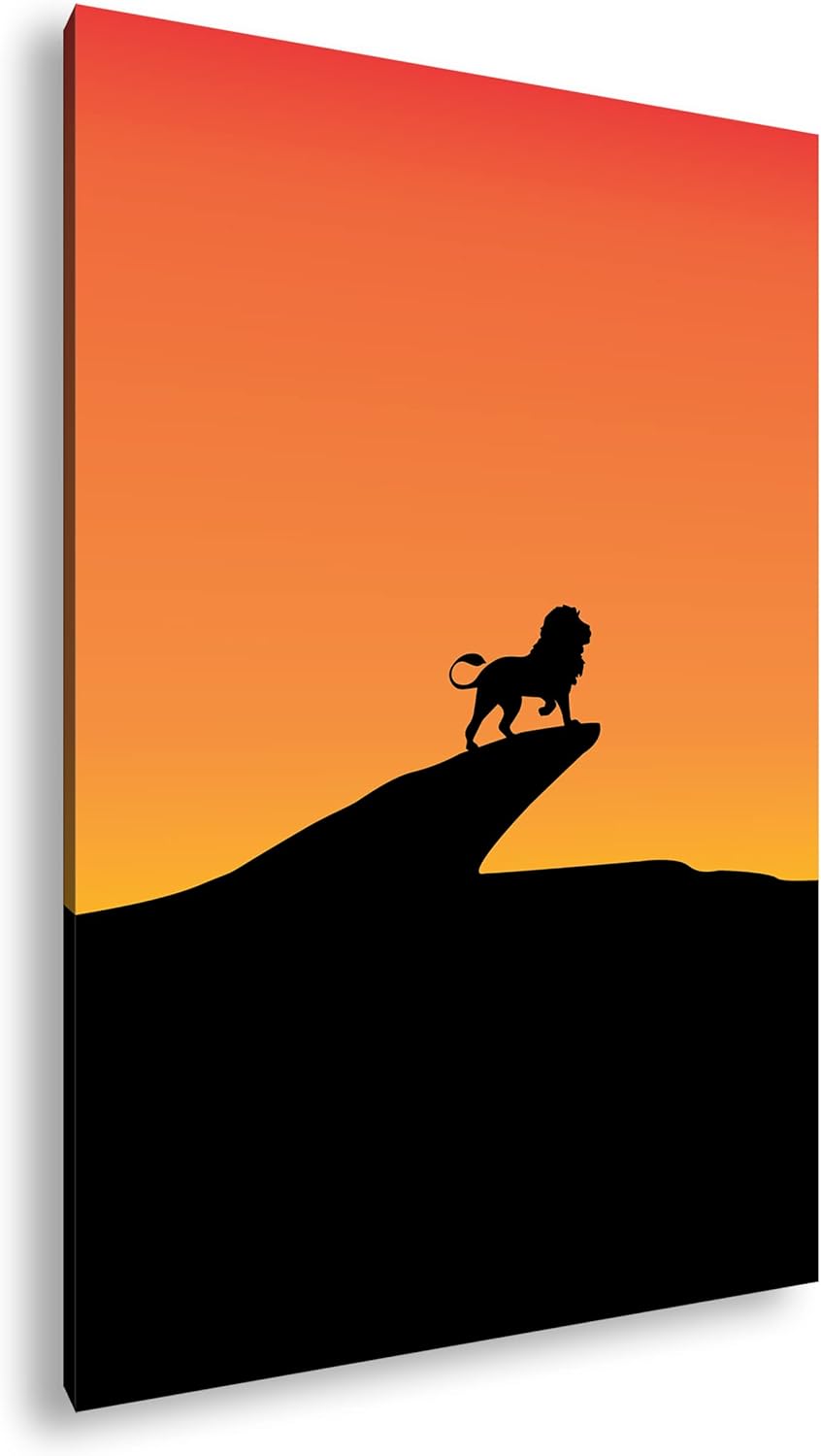 deyoli Löwe auf steinernen Felsen Format: 80x60 als Leinwandbild, Motiv fertig gerahmt auf Echtholzr