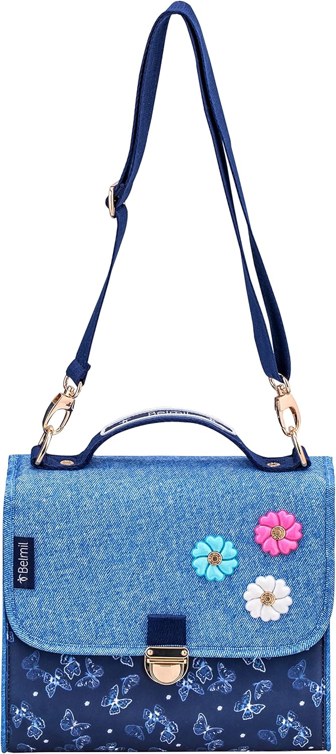 Belmil Premium Petite Kindergarten Schultertaschen Umhängetasche für Mädchen (305-51/P) Sapphire, Sa