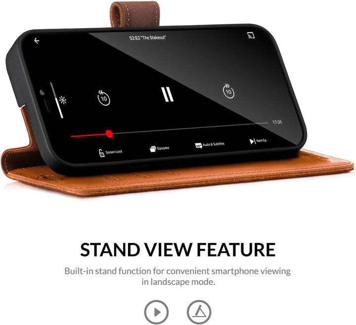 SURAZO Premium Handyhülle für Samsung Galaxy A34 5G Hülle Leder – Klappbare Echtleder Schutzhülle [M