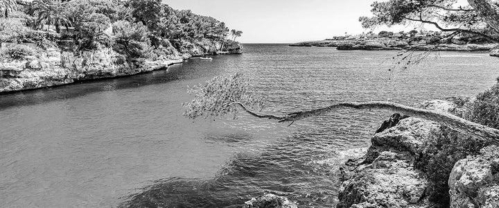 Glasbild Panorama | Wandbild aus Echtglas | Mallorca Bay Cove | 100x40 cm | inkl. Aufhängung und Abs