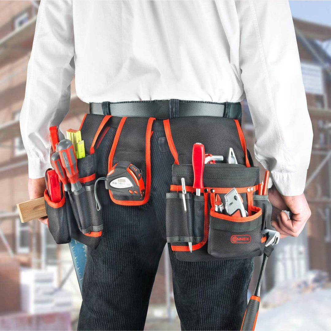 Connex Werkzeug-Gürteltasche - 16 Fächer - Mit Metallclip & Universalhaltern - Aus Polyester - Pfleg
