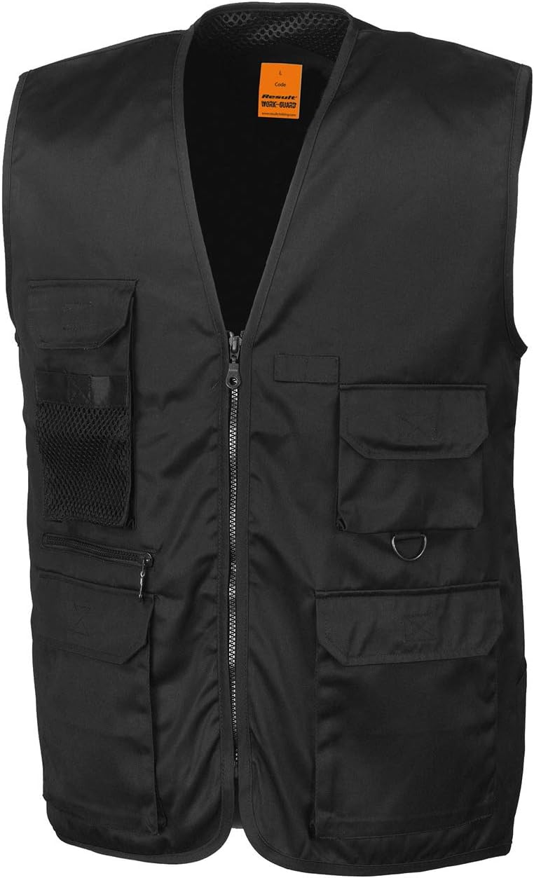 Result Herren Bodywarmer Work-Guard Safari Waistcoat R045X Black XL