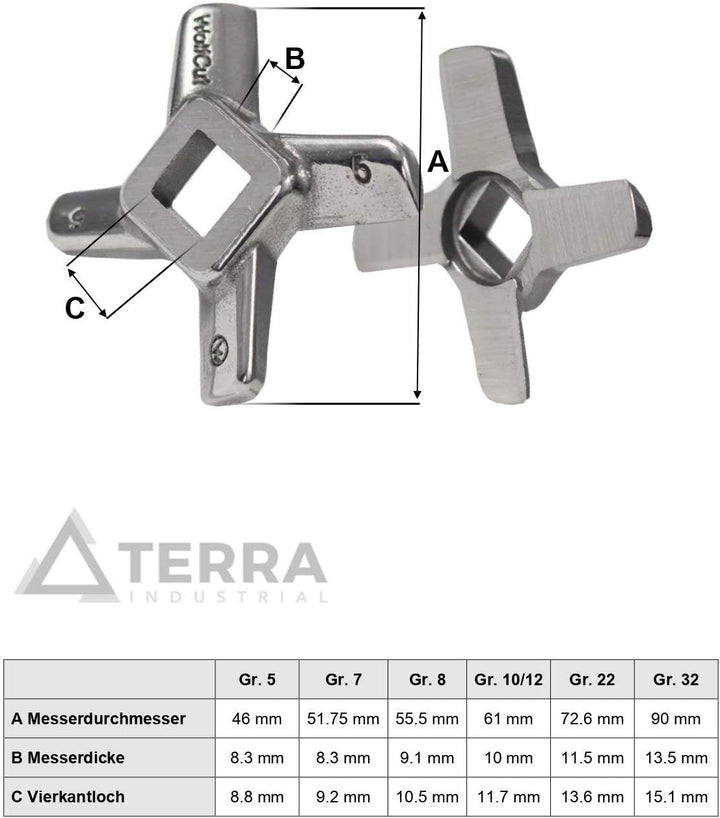 Wolfcut Lochscheibensatz mit 3,0mm + 6,0mm Bohrungen und 1 Kreuzmesser - kompatibel mit Fleischwolf