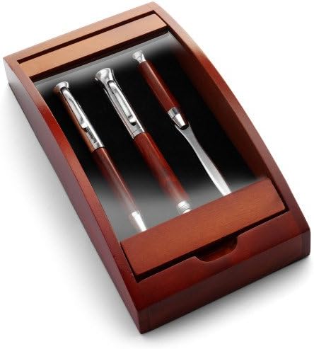 Schreibset 'Borkum' aus Rosenholz - Kugelschreiber, Füllfederhalter, und Etui