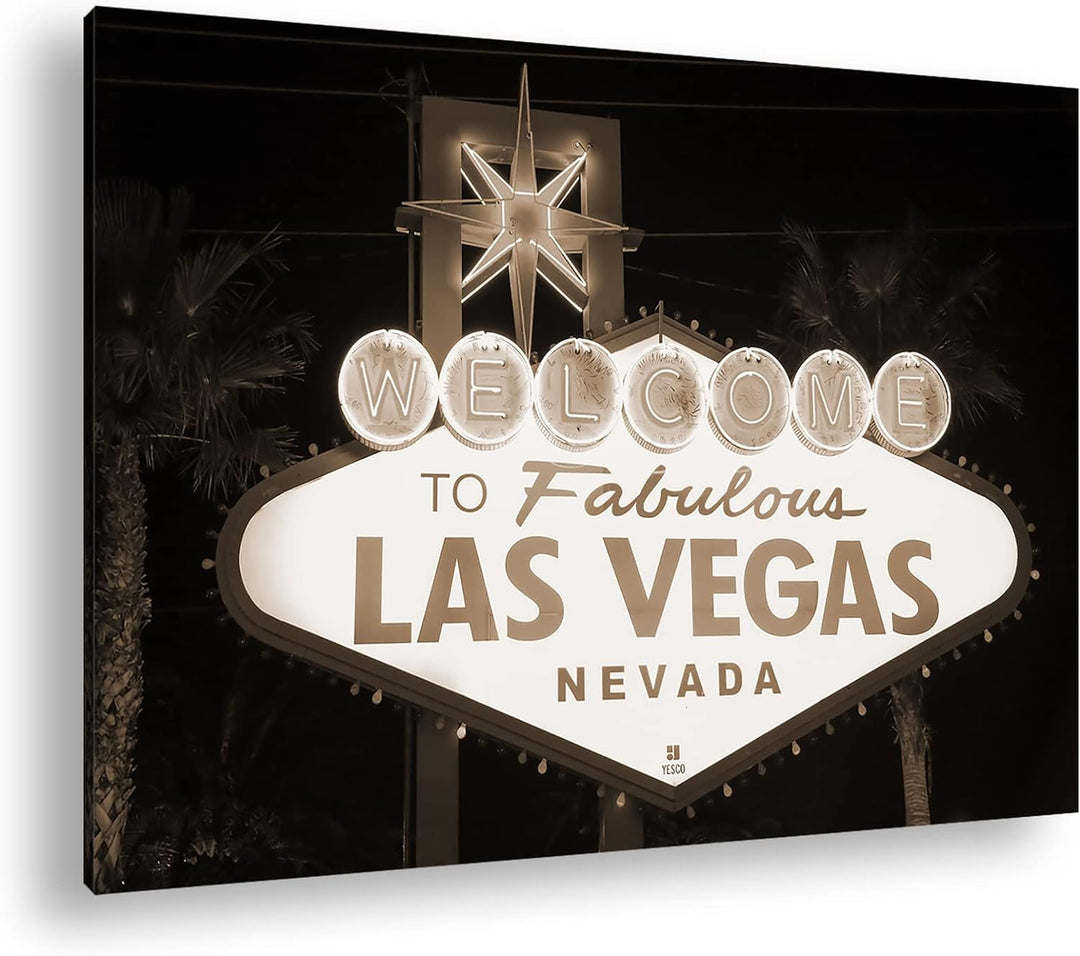 deyoli Las Vegas Strassenschild Format: 80x60 Effekt: Sepia als Leinwandbild, Motiv fertig gerahmt a