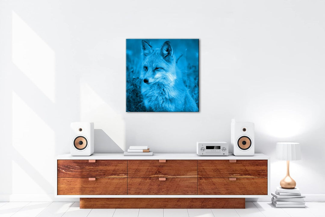 deyoli ruhiger Fuchs Format: 70x70 Effekt: Monocrome Blau als Leinwand, Motiv fertig gerahmt auf Ech