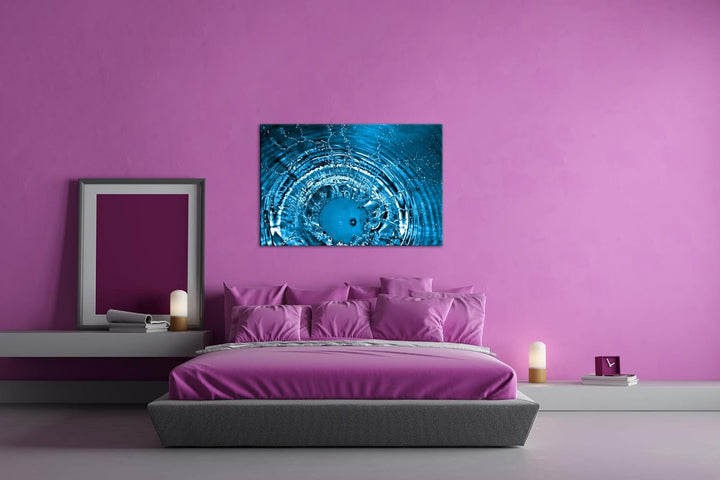 deyoli Orange fällt ins Wasser Format 80x60 Effekt: Monocrome Blau als Leinwandbild, Motiv fertig ge
