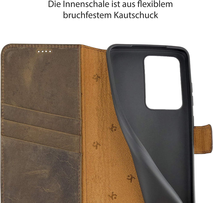 Suncase Book-Style Hülle kompatibel mit Samsung Galaxy S20 Ultra Leder Tasche (Slim-Fit) Lederhülle