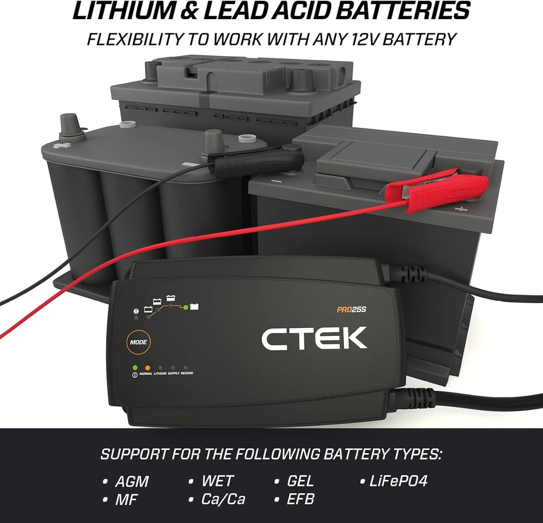 CTEK PRO25S, 25A, Batterieladegerät 12V Und Stromversorgung, Batteriepfleger, Ladegerät LiFePO4, Lit
