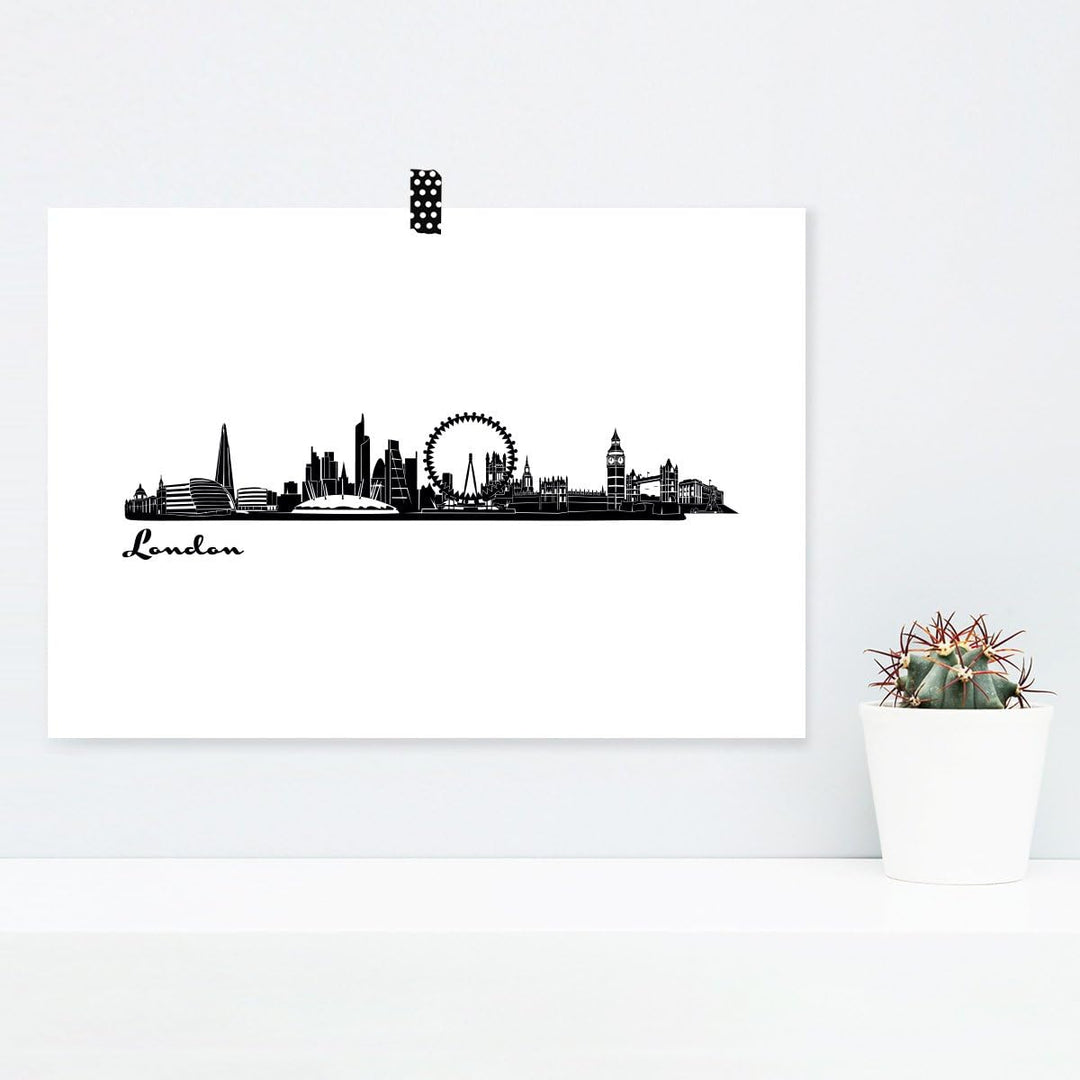 JUNIWORDS Poster mit/ohne Holzrahmen, Wähle ein Motiv, Skyline London, Wähle eine Grösse, 60 x 90 cm
