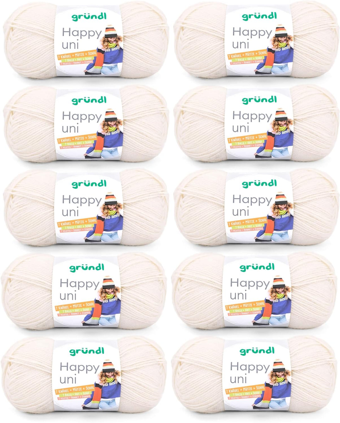 Gründl Happy uni (Strick- und Häkelgarn mit wollartigem Charakter aus 100 % Polyacryl, Anti-Pilling,