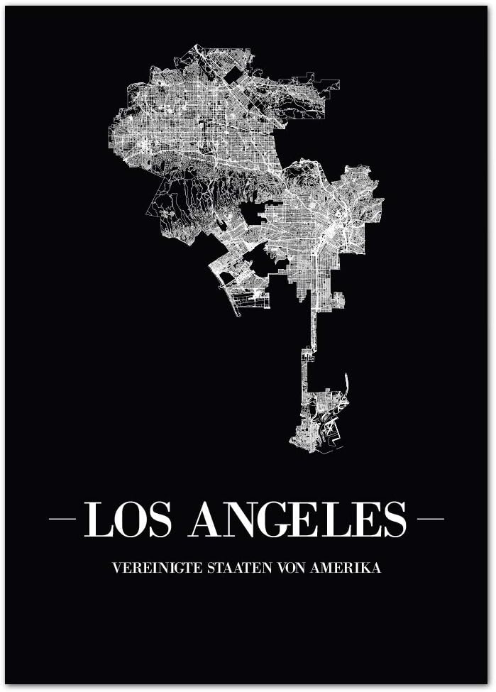 JUNIWORDS Stadtposter, Los Angeles, Wähle eine Grösse, 60 x 90 cm, Poster, Schrift A, Schwarz 60 x 9