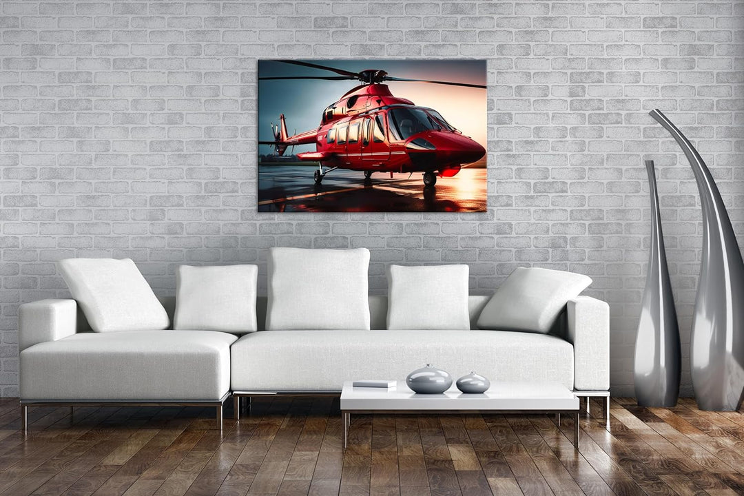 deyoli Rettungshubschrauber Format: 80x60 cm als Leinwandbild, Motiv fertig gerahmt auf Echtholzrahm