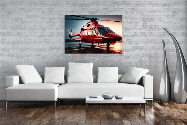 deyoli Rettungshubschrauber Format: 80x60 cm als Leinwandbild, Motiv fertig gerahmt auf Echtholzrahm
