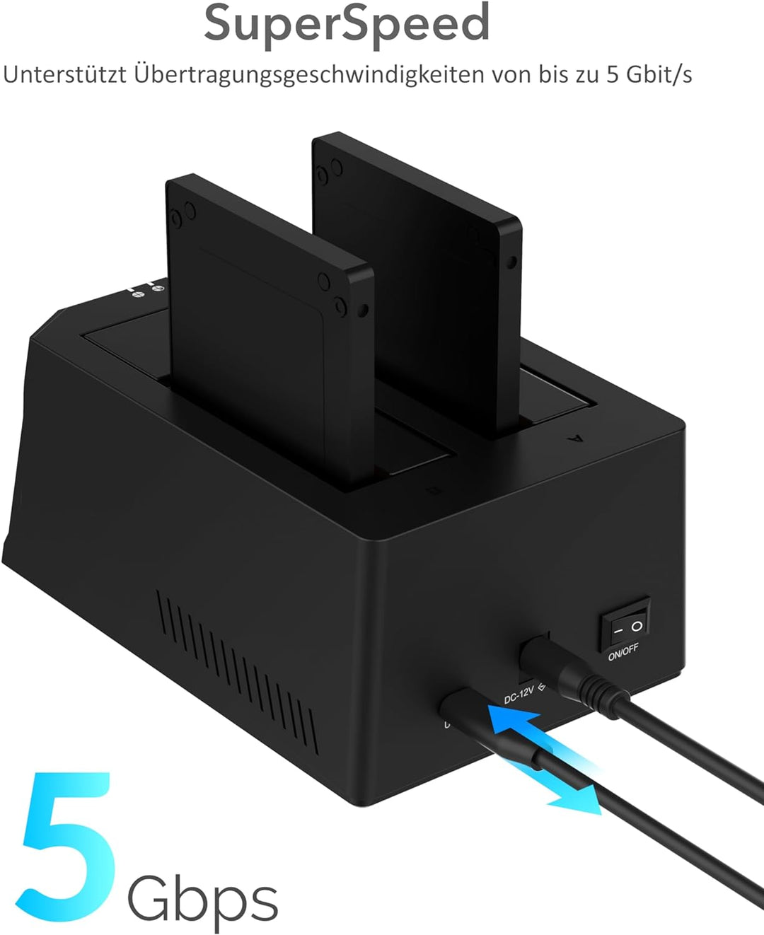 SABRENT SSD/HDD 2,5/3,5 Zoll Docking Station, festplatten gehäuse, USB 3.2 Gen1 offline Klon, sata z