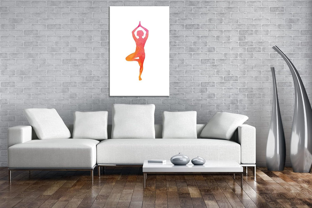 deyoli Yoga-Pose-Illustration Format:75x50 cm als Leinwandbild, Motiv fertig gerahmt auf Echtholzrah